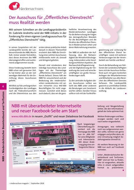 Niedersachsen Magazin September 2018