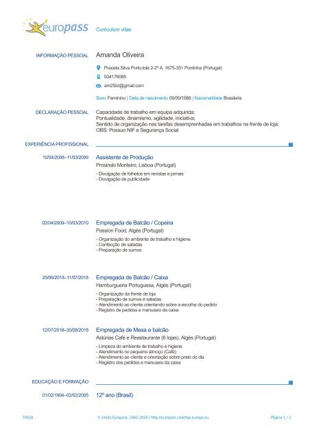 Cv Europeu Atualizado