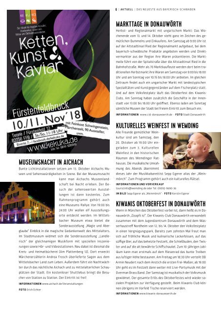 SchlossMagazin Bayerisch-Schwaben Oktober 2018