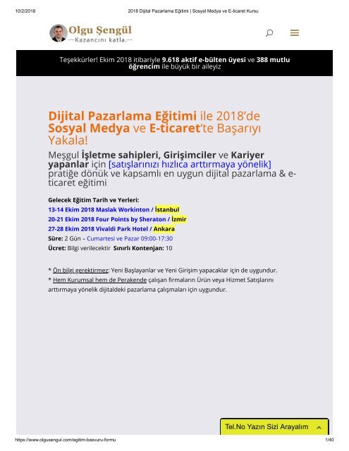 2018 Dijital Pazarlama Eğitimi _ Sosyal Medya ve E-ticaret Kursu