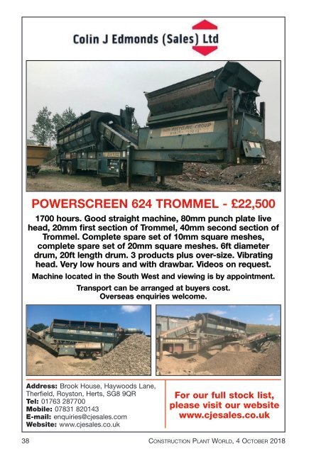 Construction Plant World 4th Oct 2018