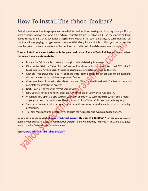 How To Install The Yahoo Toolbar?