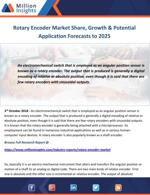 Rotary Encoder Market Share, Growth &amp; Potential Application Forecasts to 2025