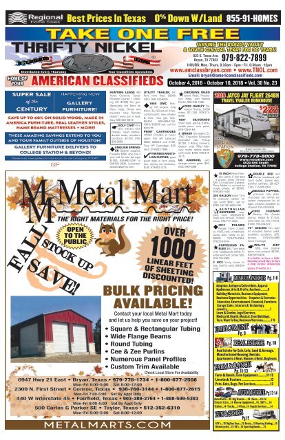 Thrifty Nickel/American Classifieds Oct. 4th Edition Bryan/College Station