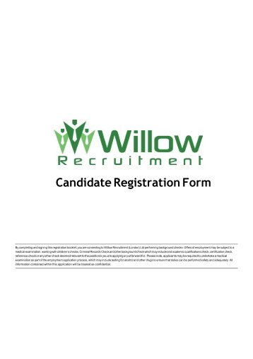 Willow Recruitment Appilcation Form