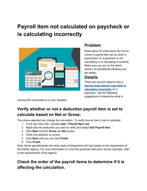 Payroll taxes not calculated on paycheck or is calculating incorrectly_ PosTechie™