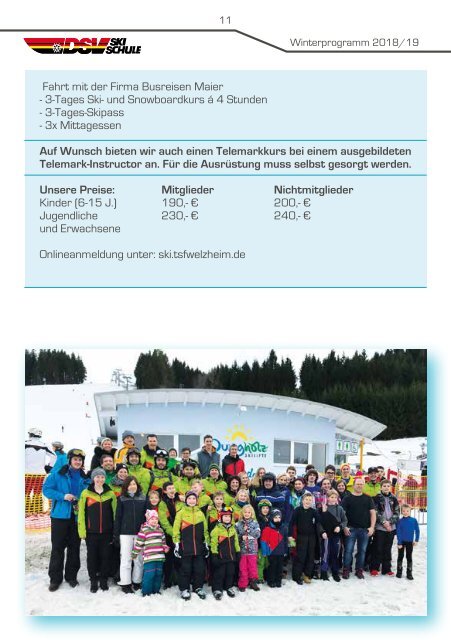 Winterprogramm Ski und Snowboard 2018/2019