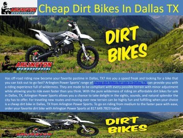 Cheap Dirt Bikes In Dallas TX