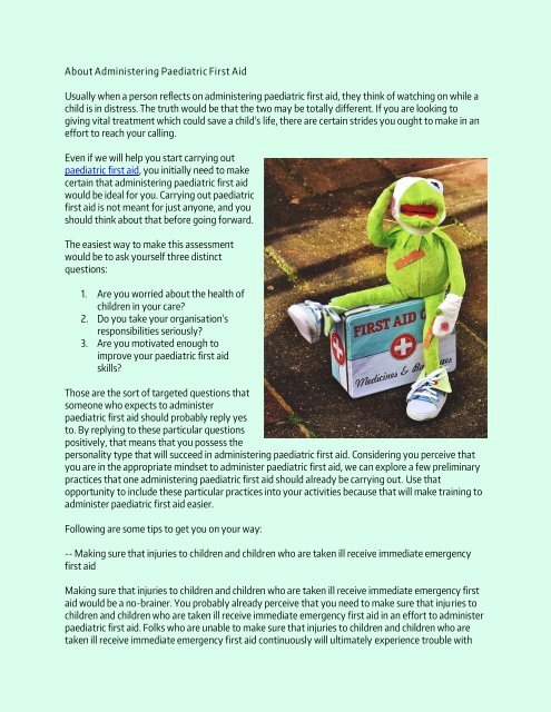 About Administering Paediatric First Aid