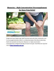 Monovisc – High Concentration Viscosupplement for Knee Pain Relief