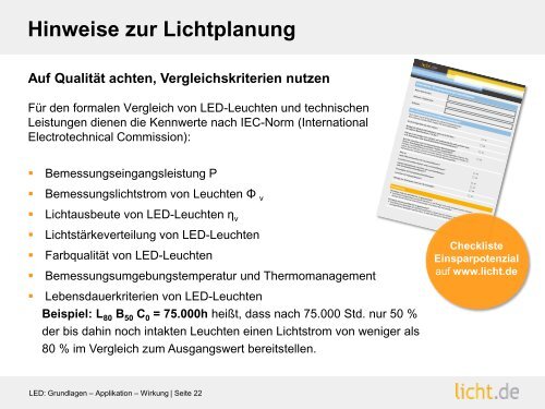 Präsentation: LED: Grundlagen – Applikation – Wirkung