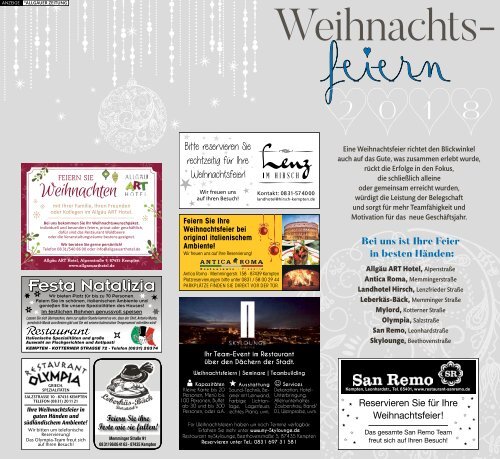 Weihnachtsfeiern in Kempten