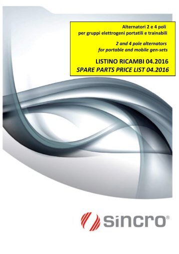 SINCRO PORTABLE SPARES PRICE LIST 04.2016