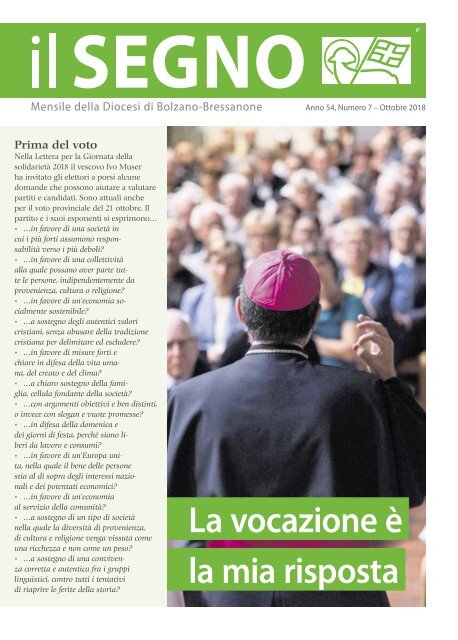 ll Segno - Mensile della Diocesi die Bolzano-Bressanone - Anno 54, numero 7, ottobre 2018