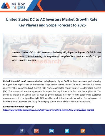 United States DC to AC Inverters Market Growth Rate, Key Players and Scope Forecast to 2025