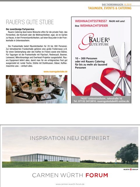 TAGUNGEN, EVENTS & CATERING | B4B Themenmagazin 10.2018