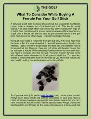 What To Consider While Buying A Ferrule For Your Golf Stick