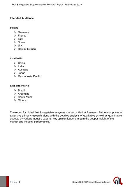 Fruit and Vegetable Enzymes Market Report- Forecast till 2023