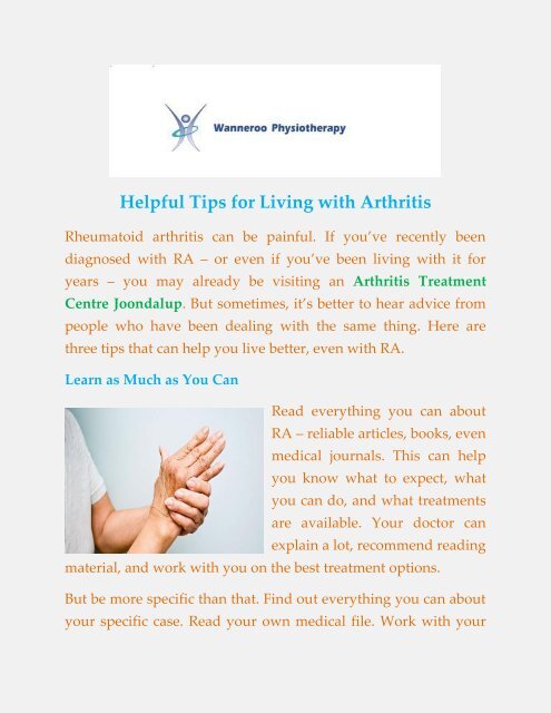 Arthritis Treatment Center Joondalup