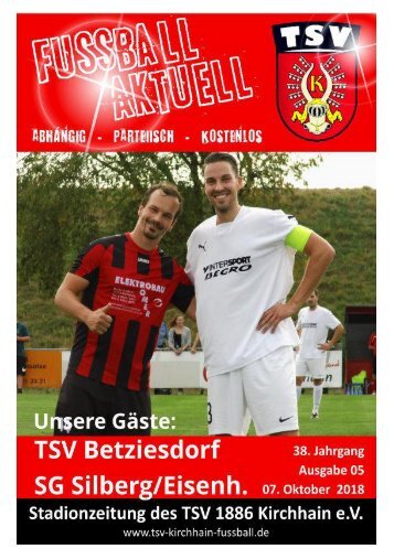 07.10.2018 Stadionzeitung - SG Silberg/Eisenhausen / TSV Betziesdorf