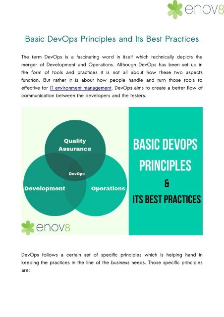 Basic DevOps Principles and Its Best Practices