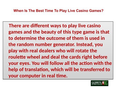 Latest Online Casino- Snippets