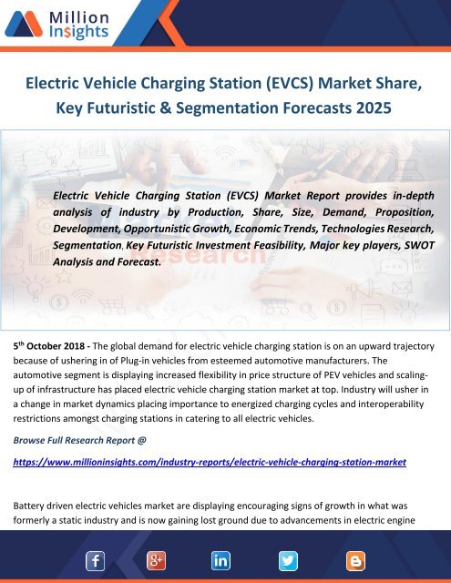 Electric Vehicle Charging Station (EVCS) Market Share, Key Futuristic &amp; Segmentation Forecasts 2025