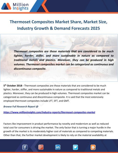 Thermoset Composites Market Share, Market Size, Industry Growth &amp; Demand Forecasts 2025