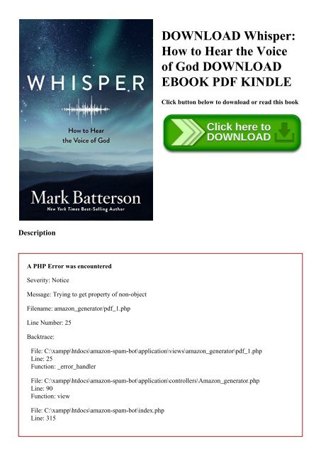 DOWNLOAD Whisper How to Hear the Voice of God DOWNLOAD EBOOK PDF KINDLE