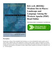 R.E.A.D. [BOOK] Wisdom Sits in Places Landscape and Language Among the Western Apache (PDF) Read Online