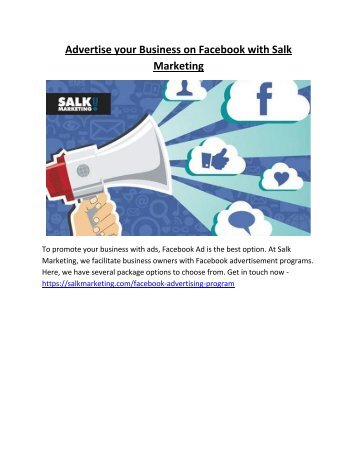 Advertise your Business on Facebook with Salk Marketing