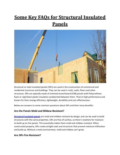 Some Key FAQs for Structural Insulated Panels