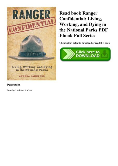 Read book Ranger Confidential Living  Working  and Dying in the National Parks PDF Ebook Full Series