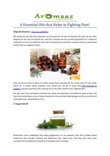 6 Essential Oils that Helps in Fighting Pain!