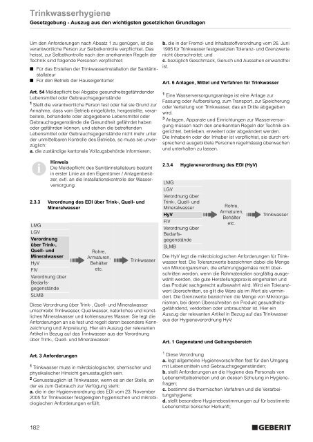 Trinkwasserhygiene - Geberit