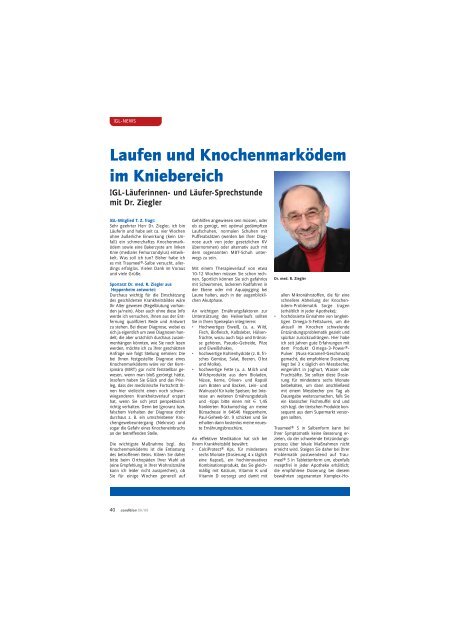 Laufen und Knochenmarködem im Kniebereich - bei der IGL