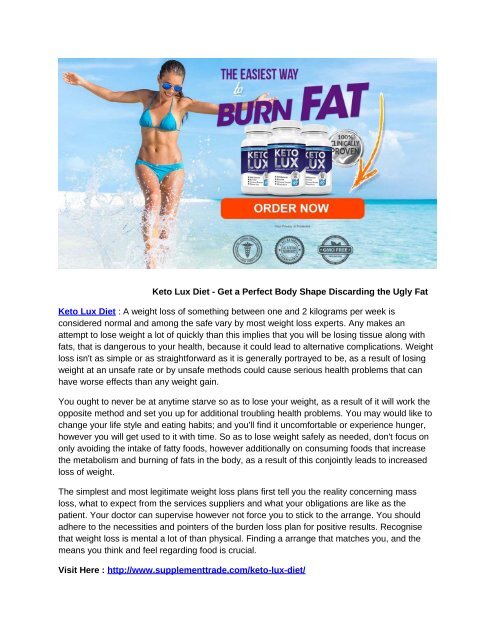 Keto Lux Diet - Get a Perfect Body Shape Discarding the Ugly Fat