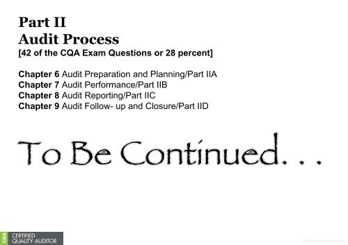 My Reading on ASQ CQA HB Part I-IA~IE-s