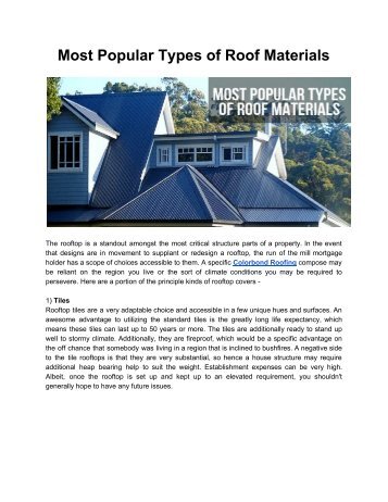 Most Popular Types of Roof Materials