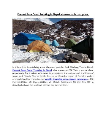 Everest Base Camp Trek in Nepal