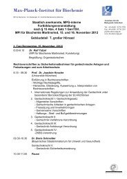 Programm - Max Planck Institute of Biochemistry