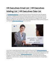 HR Executives Email List | HR Executives Mailing List | HR Executives Data List