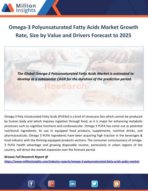 Omega-3 Polyunsaturated Fatty Acids Market Drivers Forecast to 2025