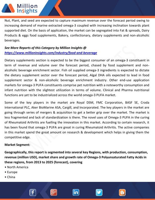 Omega-3 Polyunsaturated Fatty Acids Market Drivers Forecast to 2025