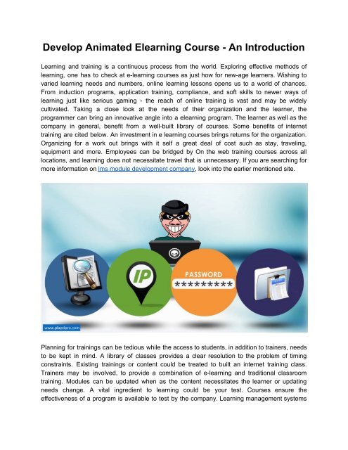 Develop Animated Elearning Course - An Introduction
