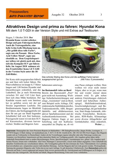 Auto_Praxistest-Report 32: Hyundai Kona und mehr