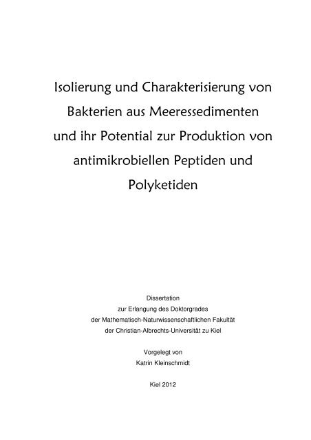 Isolierung und Charakterisierung von Bakterien aus ...