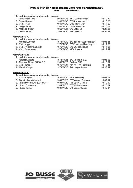 Wettkampf 1: 200m Freistil Männer Entscheidung - DFSS Masters