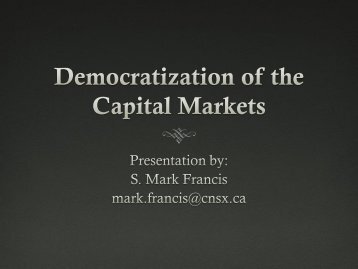 Democratization of the Capital Markets