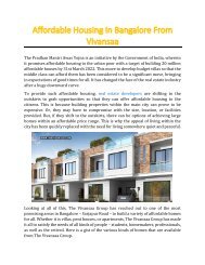Affordable Housing In Bangalore From Vivansaa